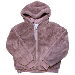 Athleta Ritual Jacket Women’s M Mauve Hooded Faux Fur Full Zip Winter Coat